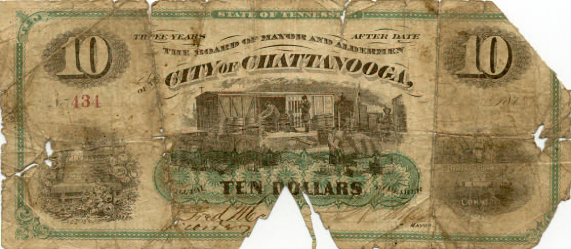 $10 G-1298.10 T3 City Chattanooga 1875